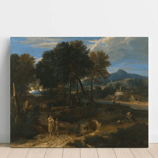 Reproduction Pastorale avec un jeune pâtre et une femme tenant un enfant - Jean-François Millet
