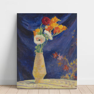 Reproduction Vase d'Anémones sur Fond Bleu - Henri Lebasque