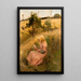 Girl Picking Flowers - Richard Bergh — framed artwork on a wall