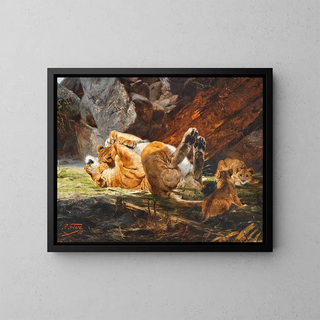 Richard Friese - A lioness with playing cubs.webp