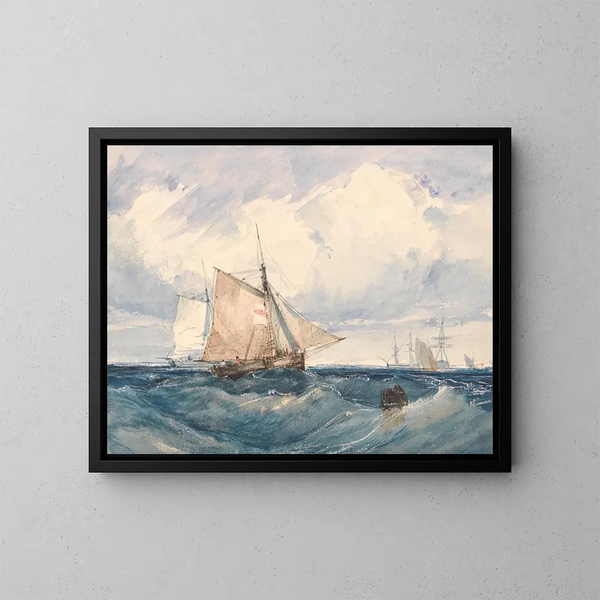 Un cutter e altre navi in una brezza - Richard Parkes Bonington — quadro incorniciato alla parete