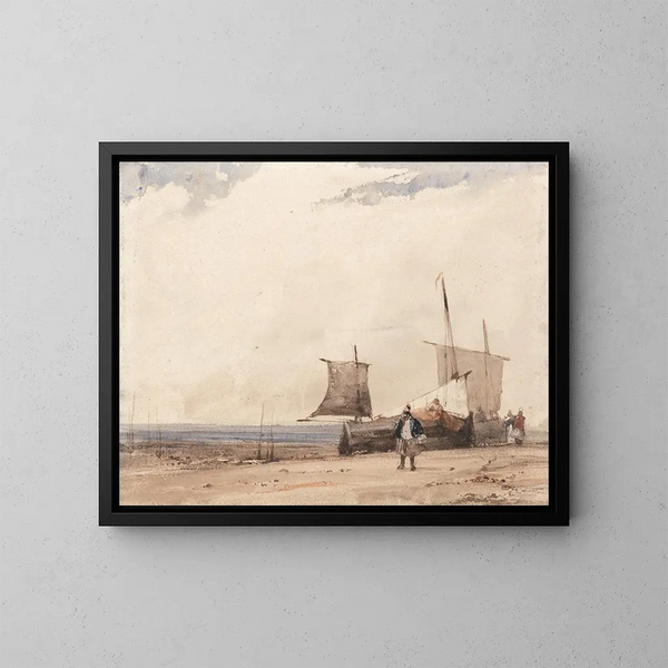 Scène di spiaggia - Richard Parkes Bonington — quadro incorniciato alla parete