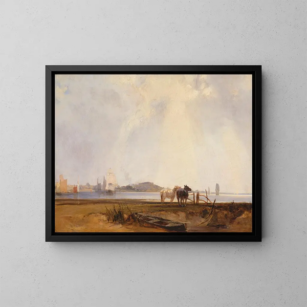 Paesaggio vicino a Quilleboeuf, Francia - Richard Parkes Bonington — quadro incorniciato alla parete