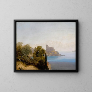 Richard Parkes Bonington - View of Lerici with Baron Charles Rivet sketching in the foreground.webp