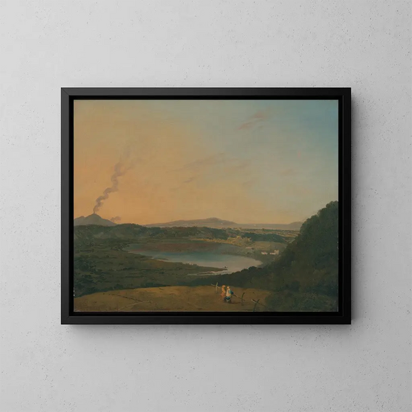 Lago di Agnano con il Vesuvio in lontananza - Richard Wilson — quadro incorniciato alla parete