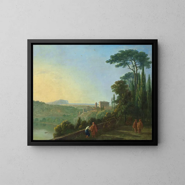 Lago Nemi e Genzano dalla terrazza del monastero dei Cappuccini - Richard Wilson — quadro incorniciato alla parete