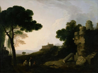 Richard Wilson - Landscape Capriccio with Tomb of the Horatii and Curiatii and the Villa of Maecenas at Tivoli.webp
