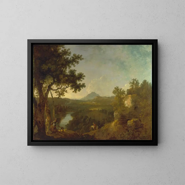 Vista vicino a Wynnstay, la sede di Sir Watkin Williams-Wynn BT - Richard Wilson — quadro incorniciato alla parete