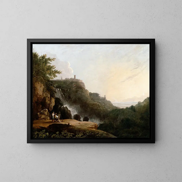 Vista di Tivoli, le Cascatelle e la Villa di Mecenate - Richard Wilson — quadro incorniciato alla parete