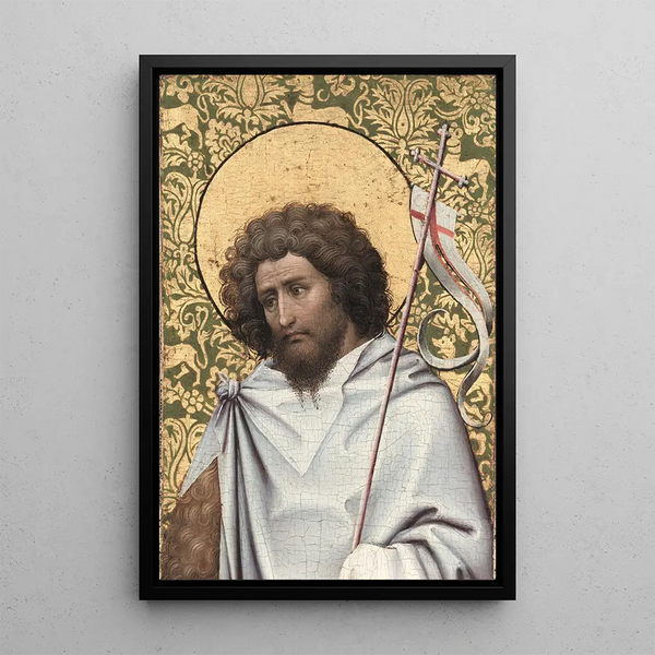 Saint Jean-Baptiste - Robert Campin — framed artwork on a wall
