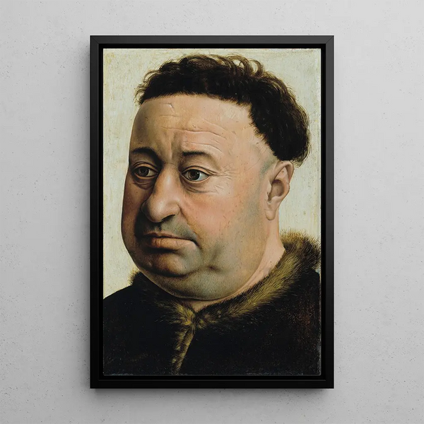 Portrait of a Heavyset Man - Robert Campin — framed artwork on a wall
