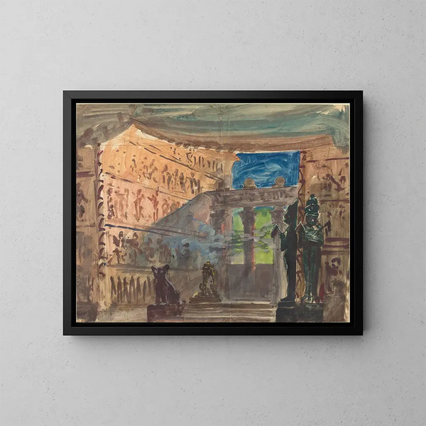 Innenansicht eines alten ägyptischen Tempels - Robert Caney — gerahmtes Bild an der Wand