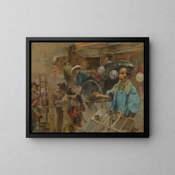 Straßenmarkt - Robert Frederick Blum — gerahmtes Bild an der Wand
