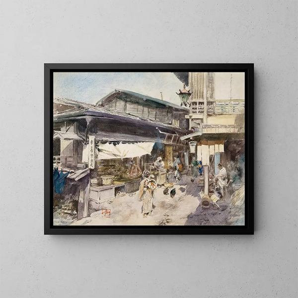 Straßenszene in Ikao, Japan - Robert Frederick Blum — gerahmtes Bild an der Wand