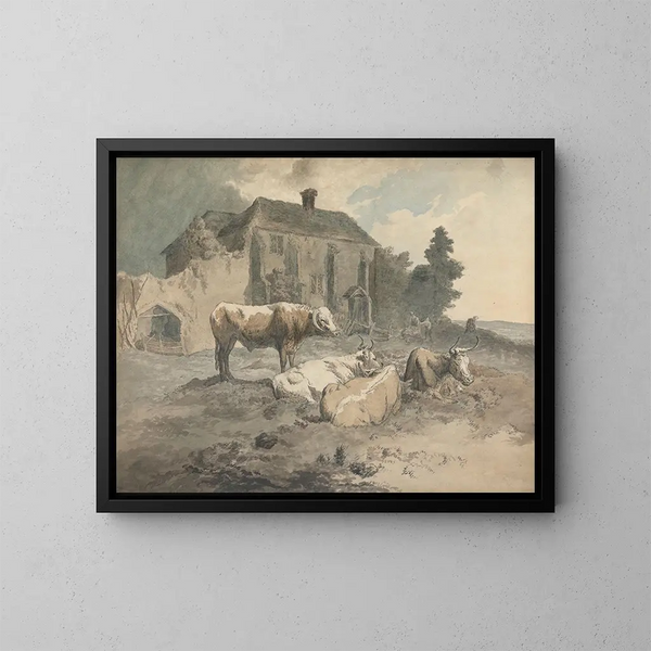 Bétail à longues cornes - Robert Hills — gerahmtes Bild an der Wand