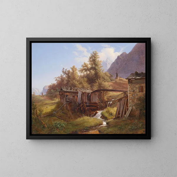 Altes Mehlmühle im Tal bei Berchtesgaden - Robert Kummer — gerahmtes Bild an der Wand