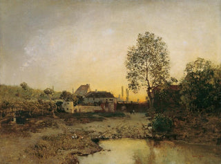 Robert Russ - Landschaft mit Weiher und Gehften.webp