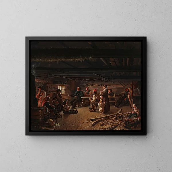Pentti Lyytinen liest Gedichte in einem Cottage in Savo - Robert Wilhelm Ekman — gerahmtes Bild an der Wand