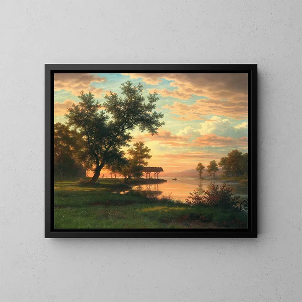 Atmosphäre des Abends am Seeufer - Robert Zünd — gerahmtes Bild an der Wand