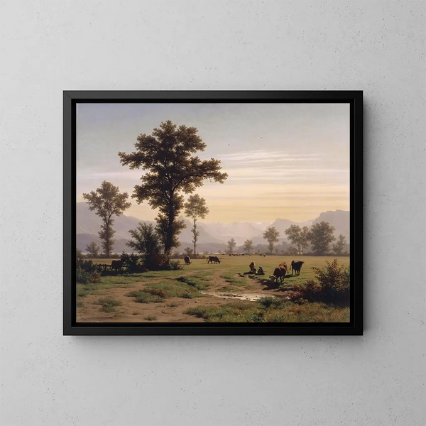 Landschaft bei Luzern - Robert Zünd — gerahmtes Bild an der Wand