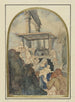Studio per un'Adorazione dei Magi, sullo sfondo una runa con due colonne corinzie - Rodolphe Bresdin — vista dell’opera