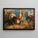 Ein Hahn und eine Henne in einer Landschaft - Roelant Savery — gerahmtes Bild an der Wand