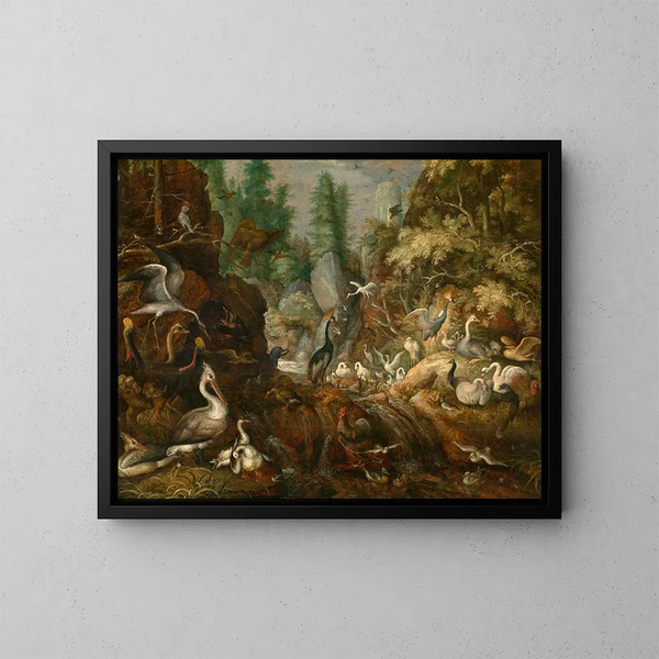 Paradies der Vögel - Roelant Savery — gerahmtes Bild an der Wand