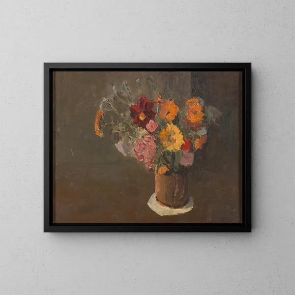 Nature morte con margherite di San Michele in un vaso e una pinta - Roger Fry — quadro incorniciato alla parete