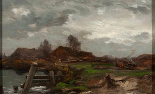 Roman Kazimierz Kochanowski - Landscape Cottages at waterside.webp