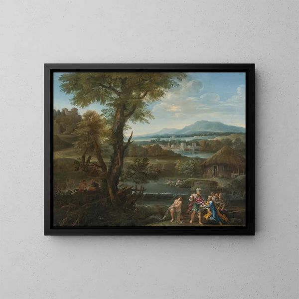 Polycrate che ritrova il suo anello nel pesce - Scuola di Roma — quadro incorniciato alla parete