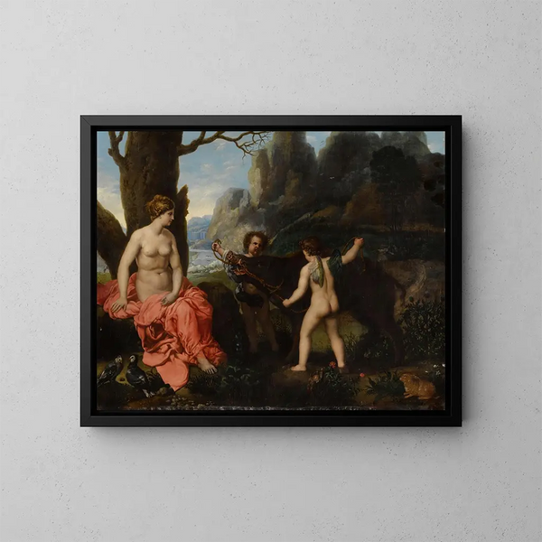 dei putti che presentano a Venere il cinghiale che ha ucciso Adone - Scuola di Roma — quadro incorniciato alla parete