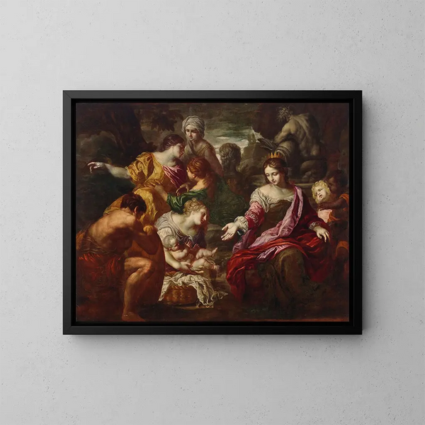 La scoperta di Mosè - Scuola di Roma — quadro incorniciato alla parete