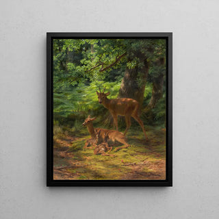 Hirsche und Hirschkuh in Ruhe - Rosa Bonheur