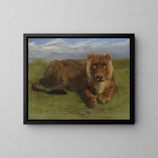 Löwin im Ruhestand - Rosa Bonheur — gerahmtes Bild an der Wand