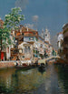 Gondoles sur un canal vénitien avec Santa Maria della Salute au loin - Rubens Santoro — vista dell’opera