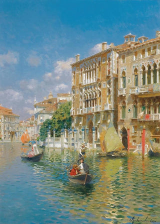 Rubens Santoro - Gondoliers In Front Of The Palazzo CavalliFranchetti Venice.webp