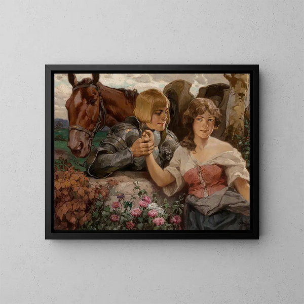 Ein galanter Ritter und seine Dame - Rudolf Alfred Höger — gerahmtes Bild an der Wand