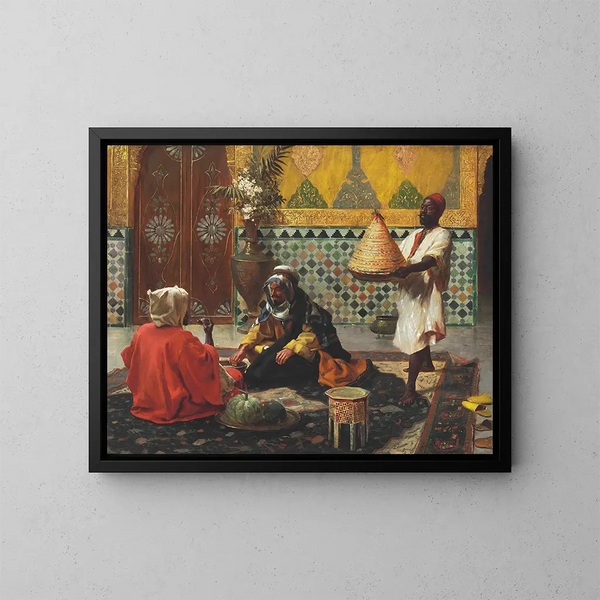 Eine Nachmittagsdiskussion - Rudolf Ernst — gerahmtes Bild an der Wand