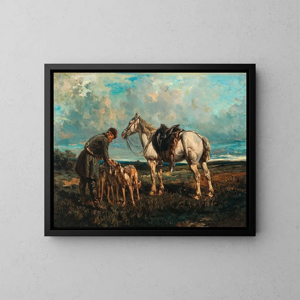 Dopo la caccia - Rudolf Fedorovich Frentz — quadro incorniciato alla parete