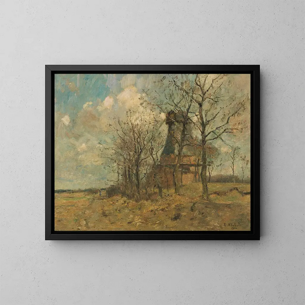 Der Mühle von Wedel unter den Bäumen - Rudolf Hückner — gerahmtes Bild an der Wand