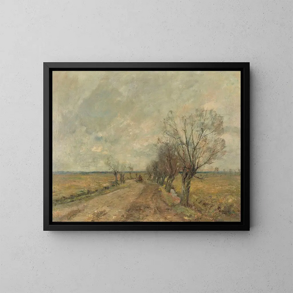 Landschaft mit Sümpfen, Weidenweg und Reiter - Rudolf Hückner — gerahmtes Bild an der Wand