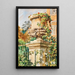 Garden fence painting with stone vase - Rudolf Konopa — framed artwork on a wall