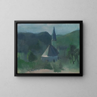Kirche in der Nähe von Jasov - Rudolf Kremlička — gerahmtes Bild an der Wand