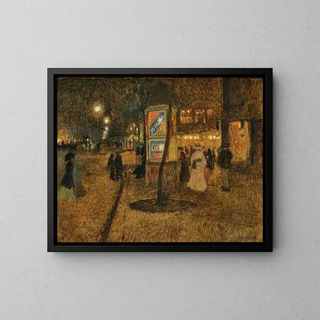 Straßenszene bei Nacht in Paris - Rudolf Quittner — gerahmtes Bild an der Wand