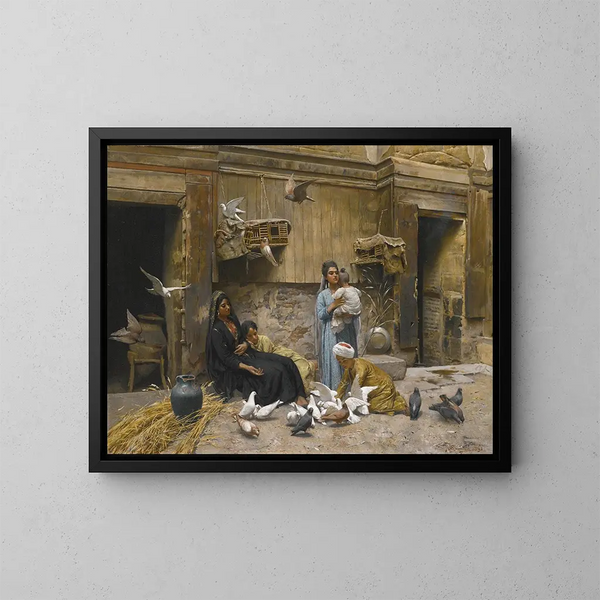 Eine kairische Hofszene - Rudolf Swoboda — gerahmtes Bild an der Wand