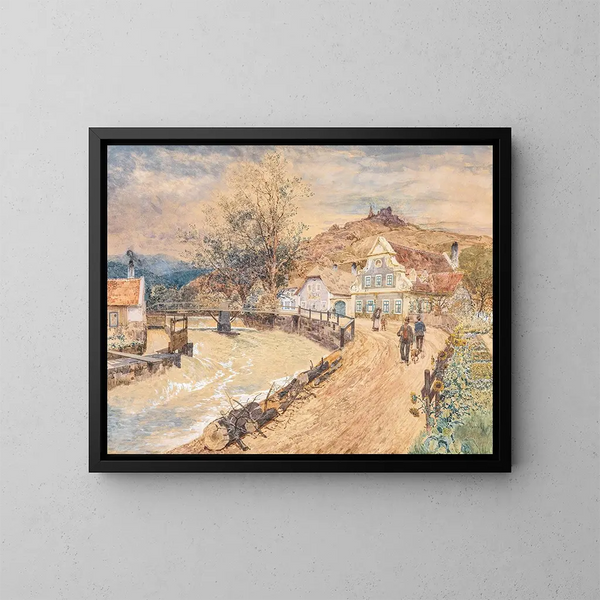 Motiv der Wachau mit der Ruine Dürnstein - Rudolf Weber — gerahmtes Bild an der Wand