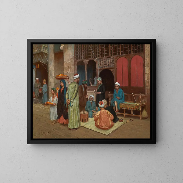 vor einem Café - Rudolf Weisse — gerahmtes Bild an der Wand