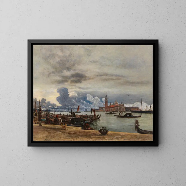 Vista su San Giorgio Maggiore dalla Mole a Venezia - Rudolf von Alt — quadro incorniciato alla parete