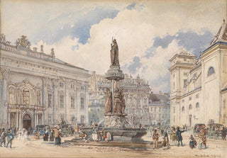 Rudolf von Alt - Freyung mit Austriabrunnen.webp