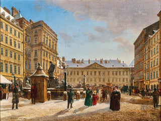 Rudolf von Alt - The New Market in Vienna in Winter.webp